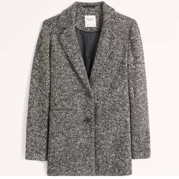 Abercrombie & Fitch Heavyweight Textured Blazer Coat Size Small Black White - Picture 1 of 9